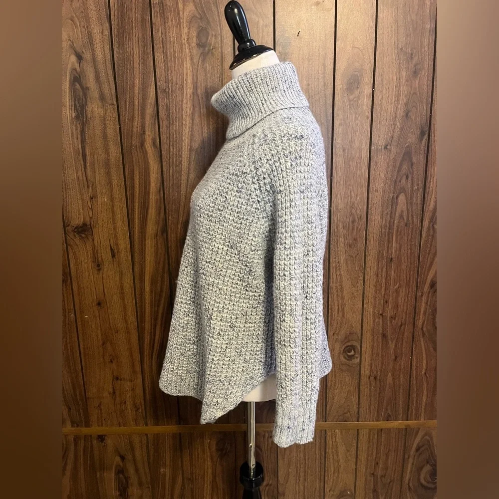 Free People Dylan Blue Confetti Tweedy Roll Neck Pullover Sweater Sz M